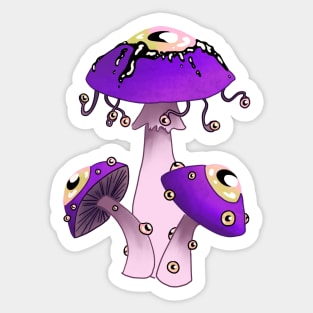 Amethyst purple Dreamcore mushrooms with eyes Sticker